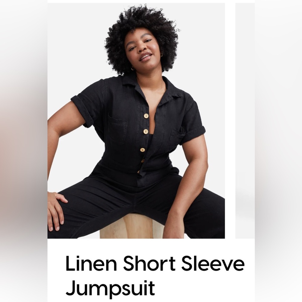 Perfect condition! Mate short-sleeved linen jumpsuit size Medium in black.